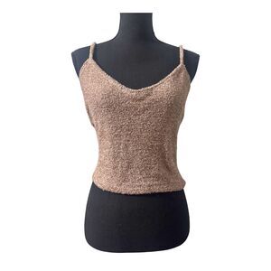 Brown Size L Fuzzy Knit Grunge Indie Cottage Boho Hipster Casual Lounge Crop Top